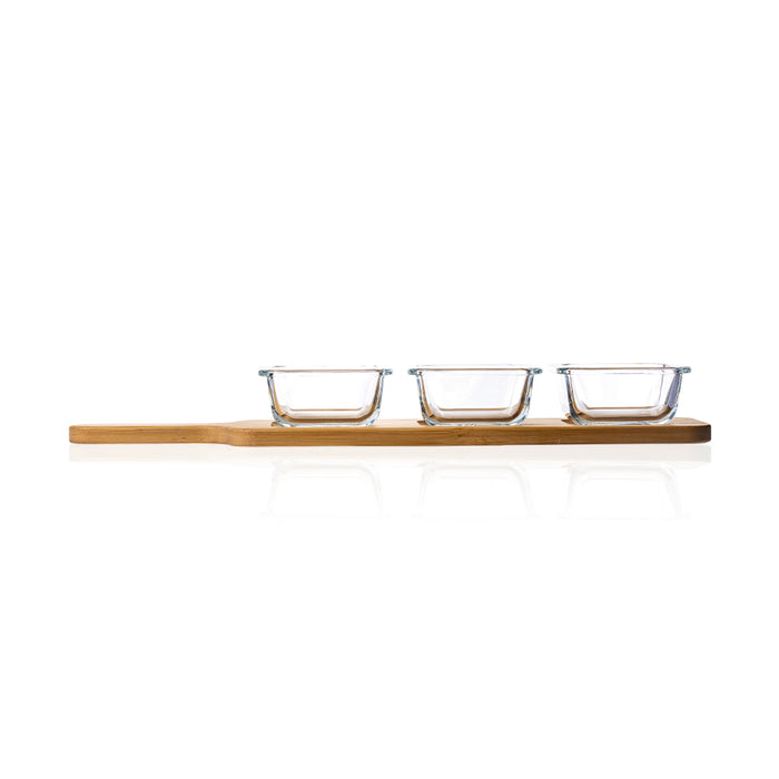 Consol Glass Santorini Bamboo Board with 3 Bowls