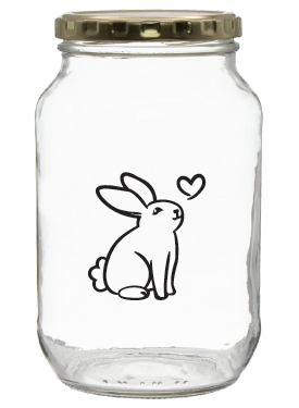 Consol Glass Bunny Catering Jar Black with gold lid 1000ml(1L)