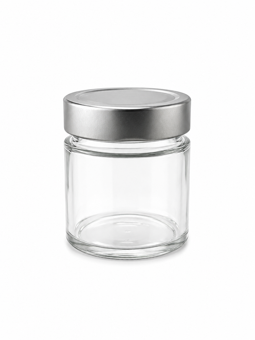 Vaso Ergo Glass Jar 212ml with Silver Lid