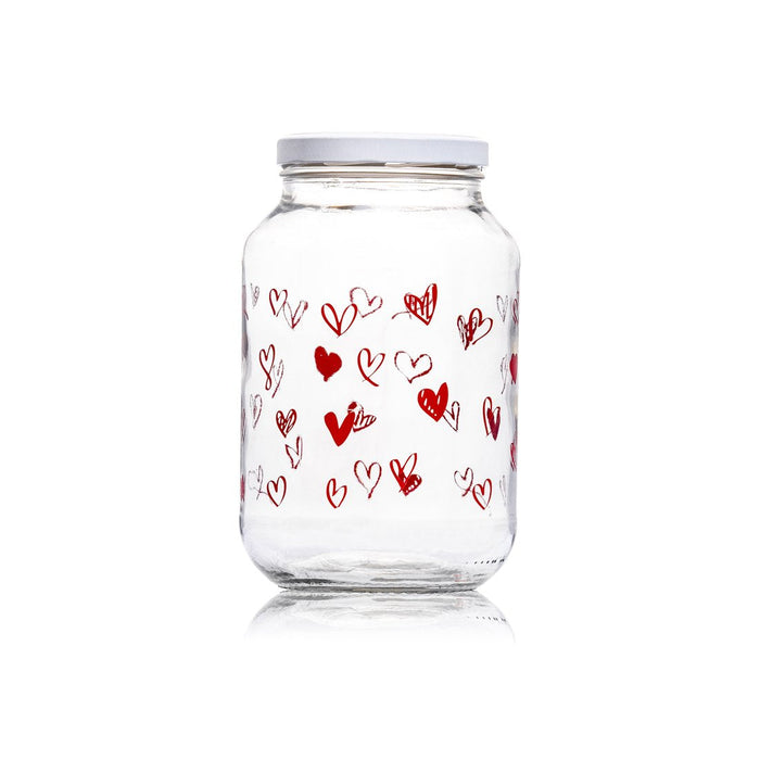 Consol Glass Hearts Jar 3000ml (3L) Red