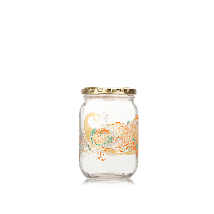 Consol Glass Peacock Jar 720ml with Gold Lid