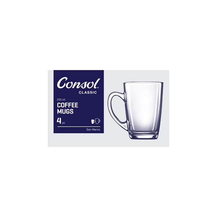 Consol Glass San Marco Latte Mugs 225ml 4 Pack