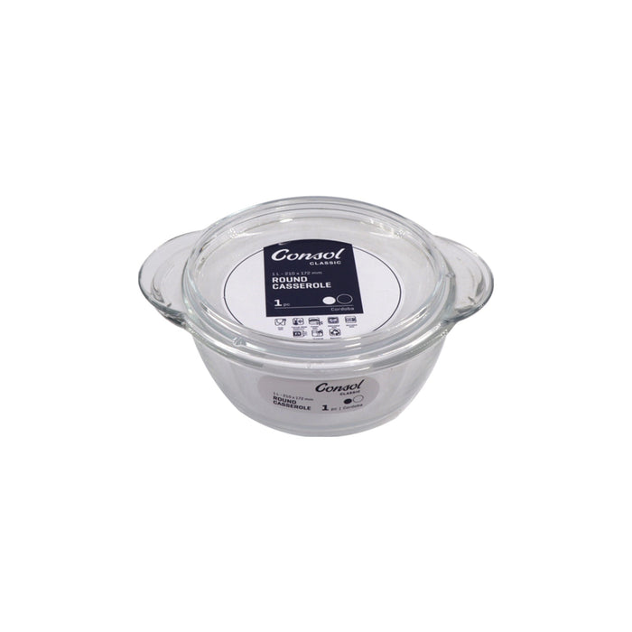 Consol Glass Cordoba Round Casserole 1000ml (1L)