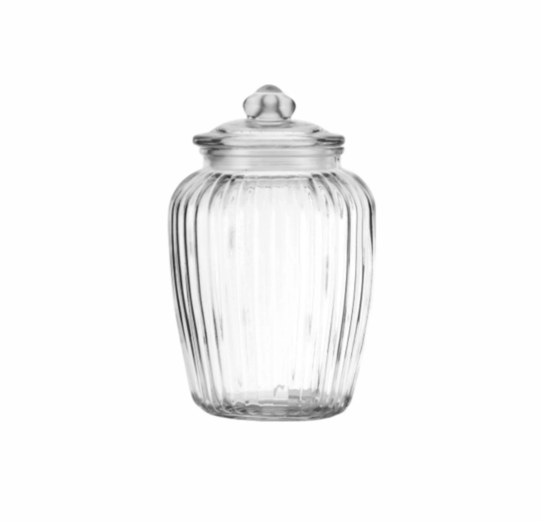 Consol Glass Round Ribbed Glass Cannister 2350ml (2.35L) With Glass Lid