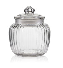 Load image into Gallery viewer, Consol Glass Round Ribbed Glass Cannister 1350ml (1.35L) With Glass Lid
