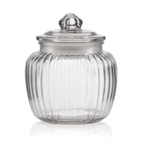 Load image into Gallery viewer, Consol Glass Round Ribbed Glass Cannister 600ml With Glass Lid
