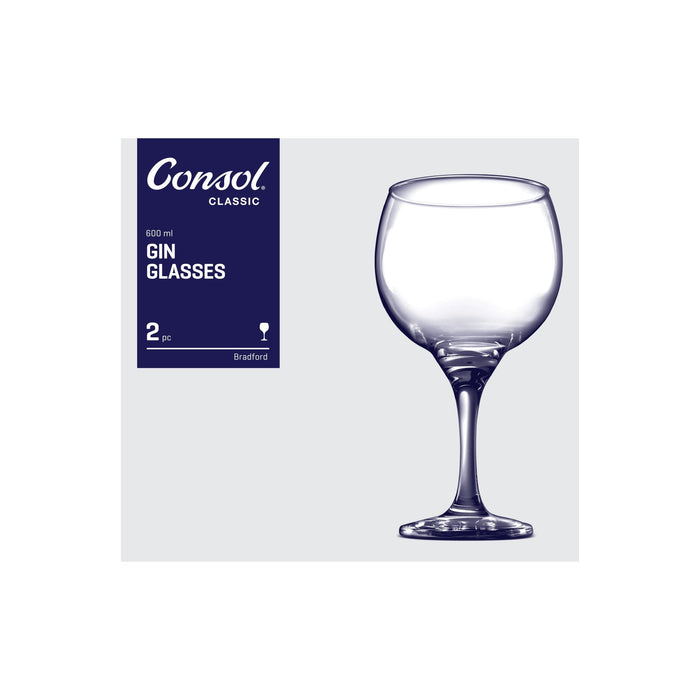 Consol Glass Bradford Gin Stemmed 600ml 2 Pack