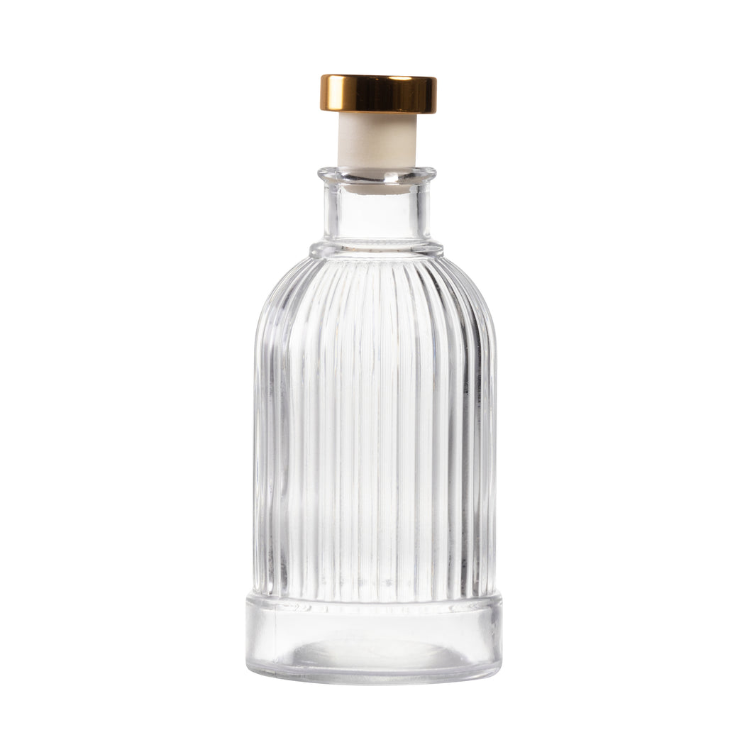 Ribbed Glass Perfume Bottle With Rose Gold Stopper 200ml