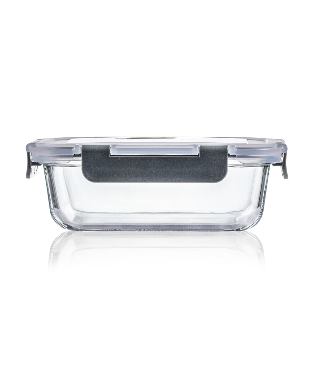 Consol Glass Madrid Rectangular Storage Container  630ml With Clip On Vent Lid