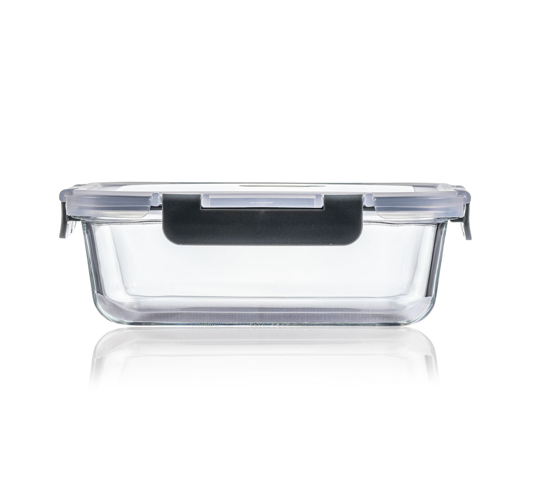 Consol Glass Madrid Rectangular Storage Container 1000ml (1L) With Clip On Vent Lid