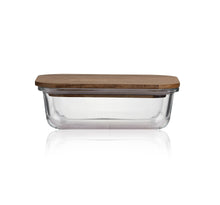 Load image into Gallery viewer, Consol Glass Valencia Rectangular Container 630ml With Acacia Lid
