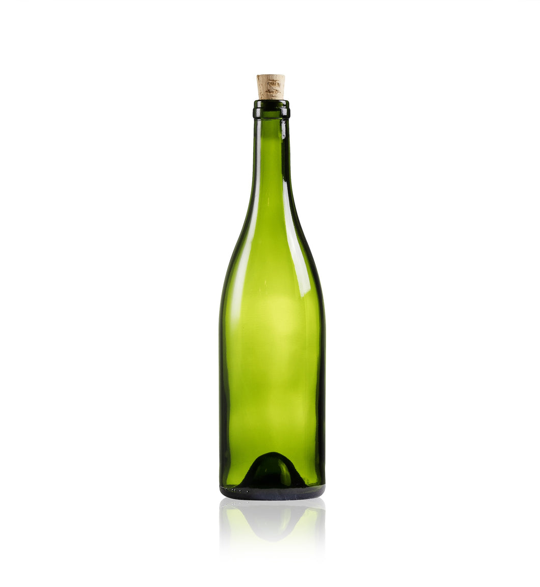 Consol Glass Wine Bottle DG With Cork Lid 750ml Burgundy