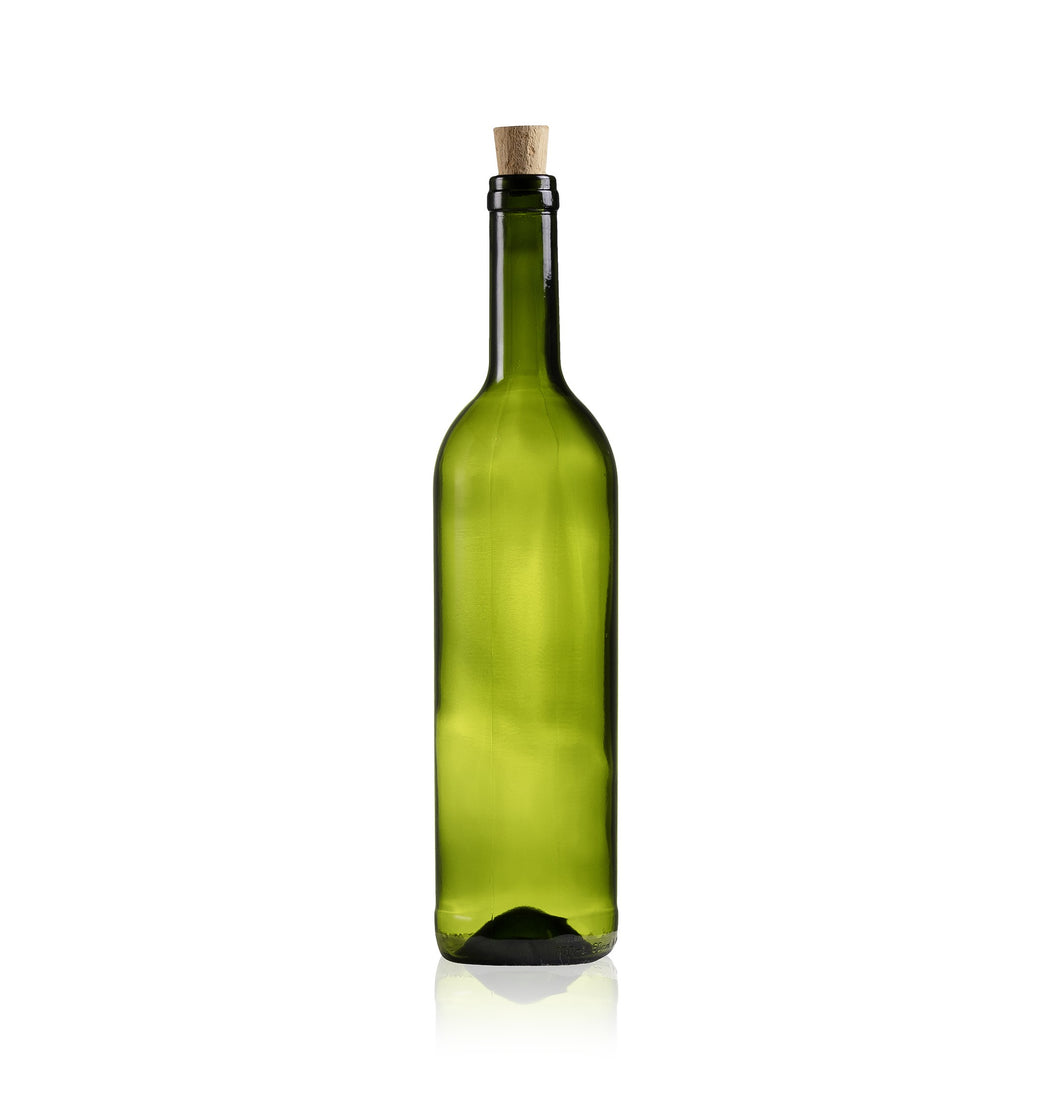 Consol Glass Feather Wine Bottle 750ml With Cork Lid