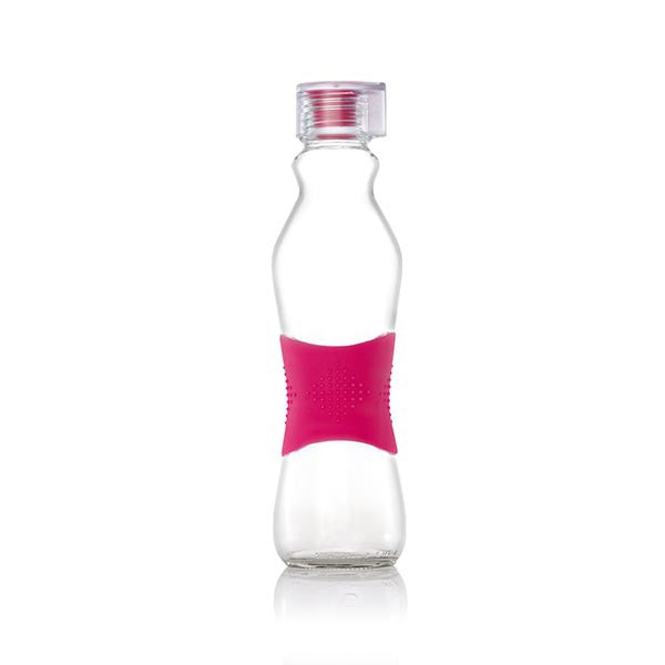 Consol Glass Grip & Go Bottle 500ml Pink with Silicone Lid