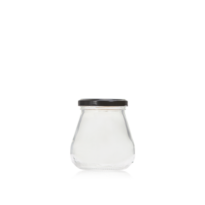 Flower Glass Jar 314ml with Black lid