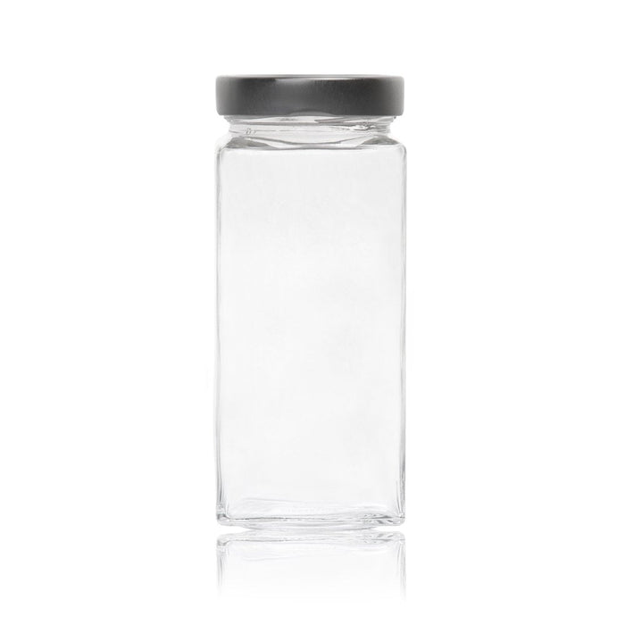 Vaso Evolution Glass Jar 580ml with Silver lid