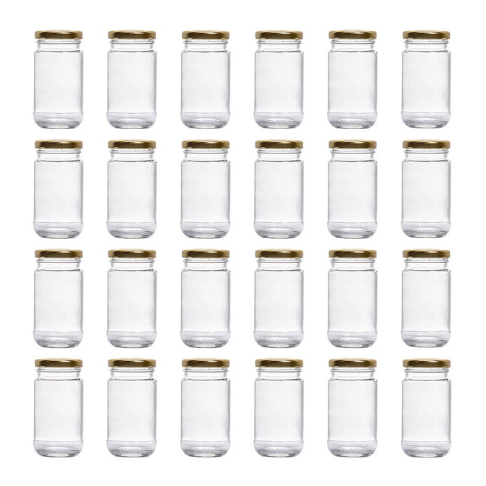 Consol Glass Sheer Jar 375ml with Gold lid (24 Carton Pack)