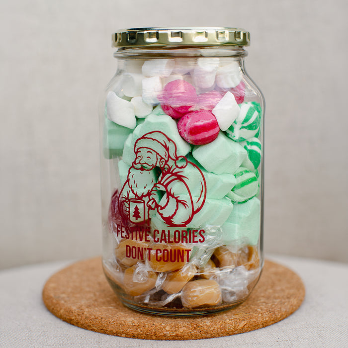 Consol Glass Festive Santa Jar 1000ml (1L) with lid