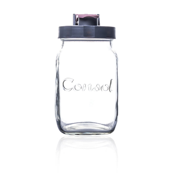 Consol Glass preserve Jar with Plum Flip Top Lid 1L