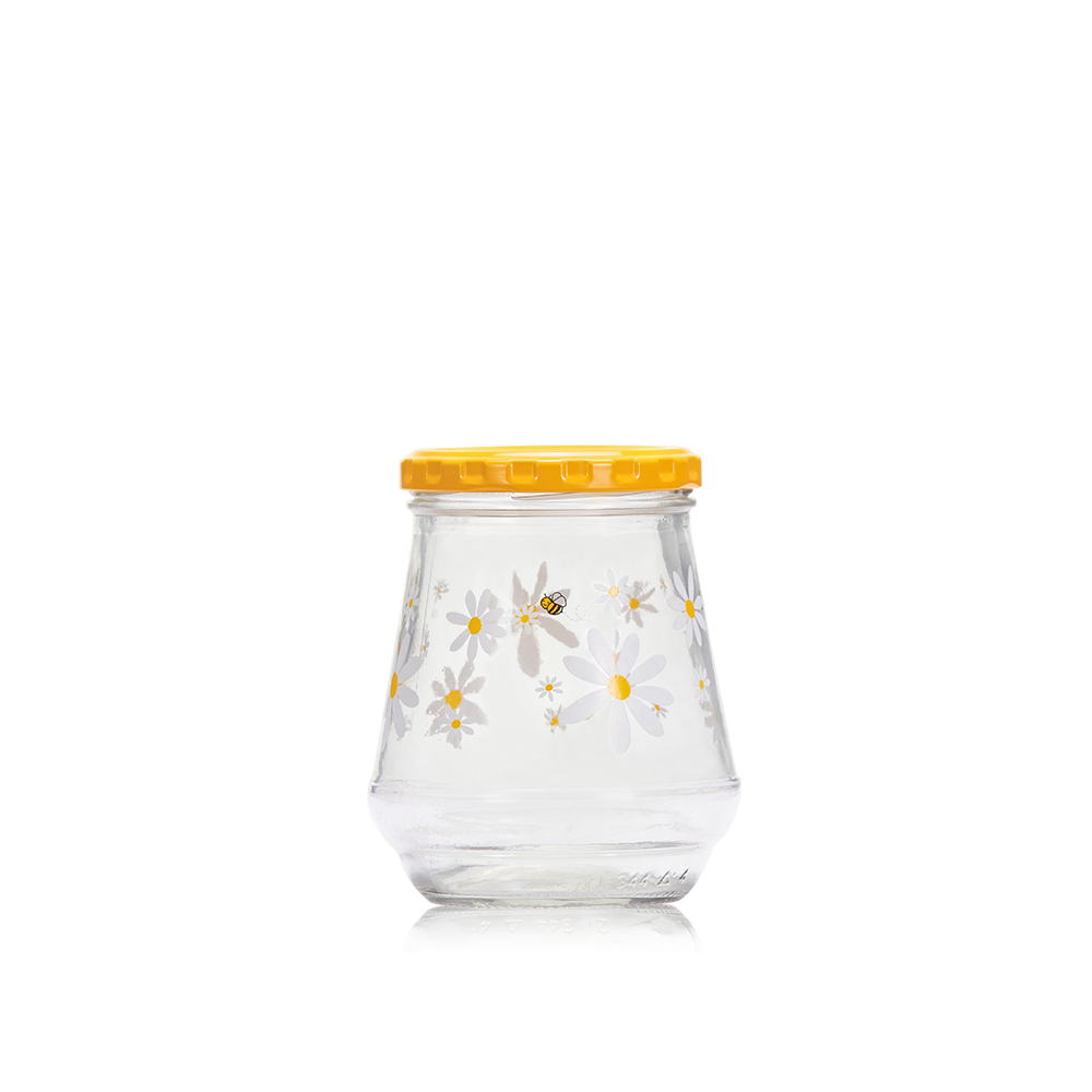 Consol Glass Daisy Jar 375ml with Yellow Lid