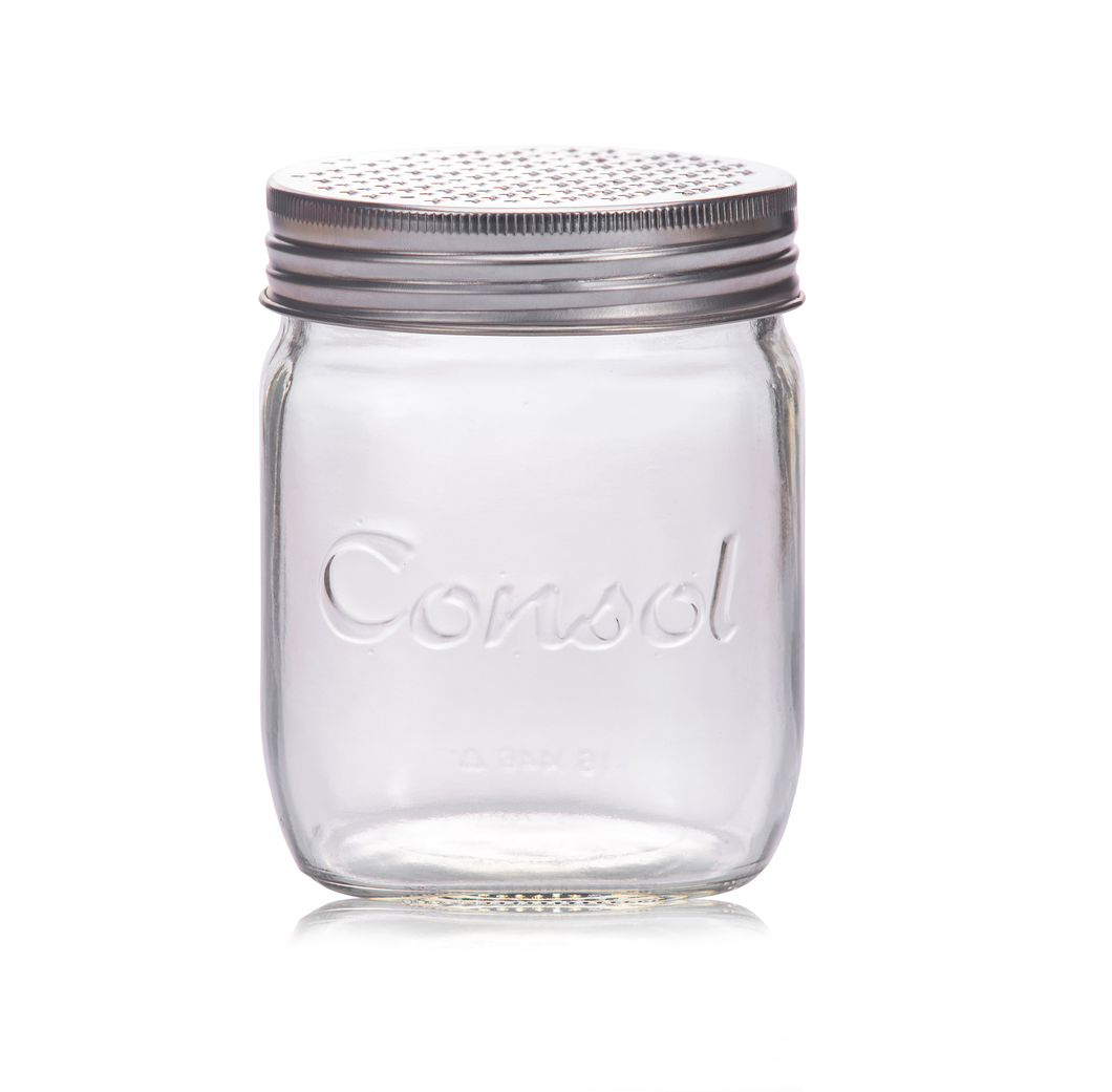 Consol Glass Jar 500ml Large Stainless Steel Grater