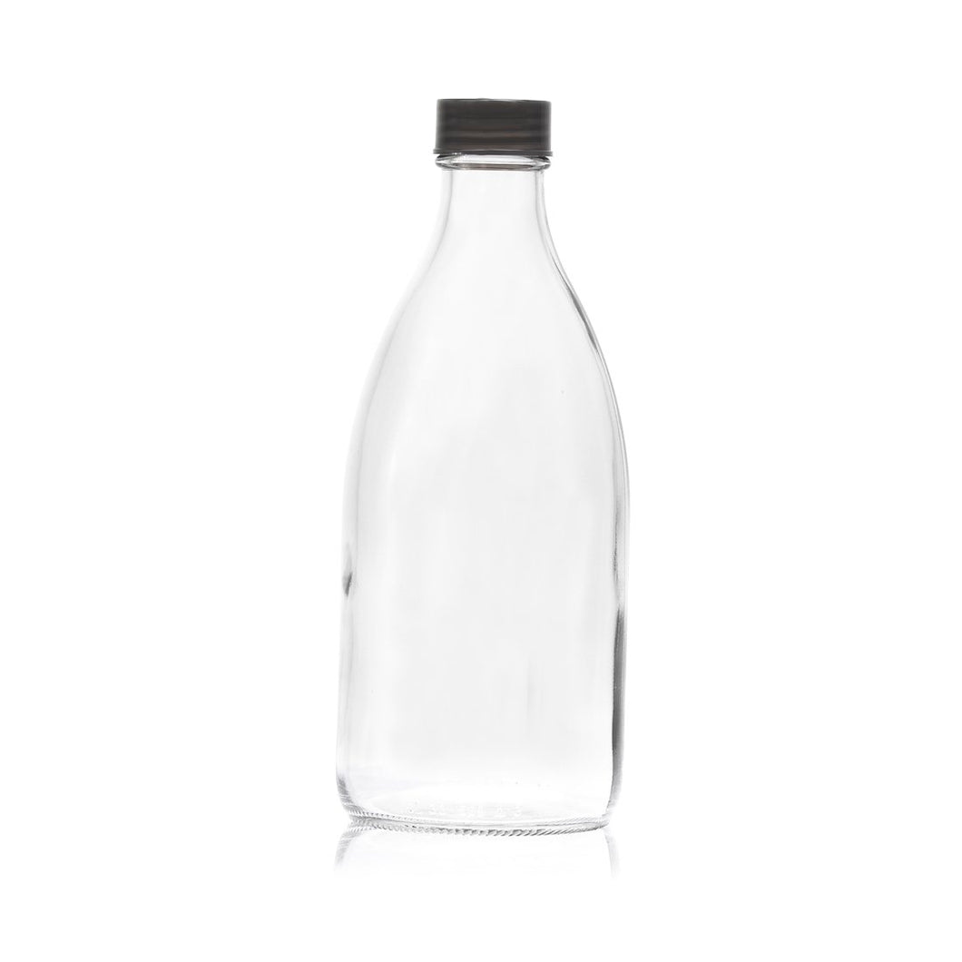 Consol Glass Milk/Fruit Juice Glass Bottle 1000ml (1L) with Grey lid
