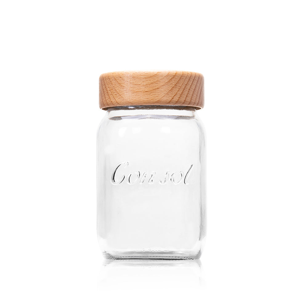 Consol Glass Preserve Jar 1000ml (1L) with Light Wooden Lid