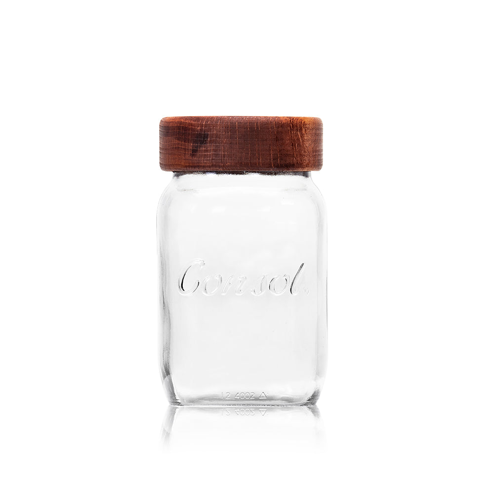 Consol Glass Preserve Jar 1000ml (1L) with Dark Wooden Lid