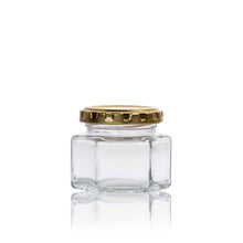 Load image into Gallery viewer, Esagonale Glass Jar 106ml with Gold lid
