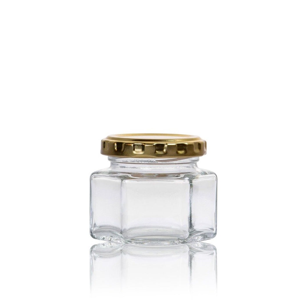 Esagonale Glass Jar 106ml with Gold lid