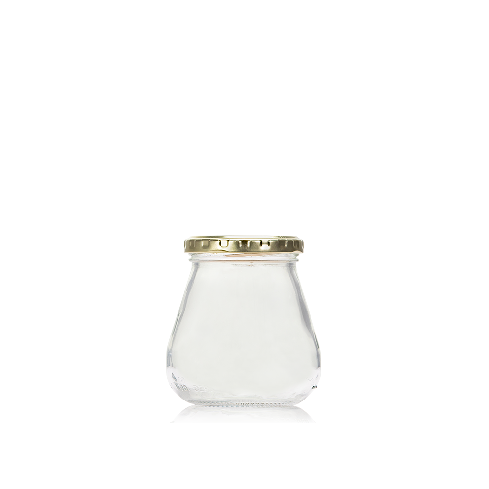 Flower Glass Jar 314ml with Gold lid