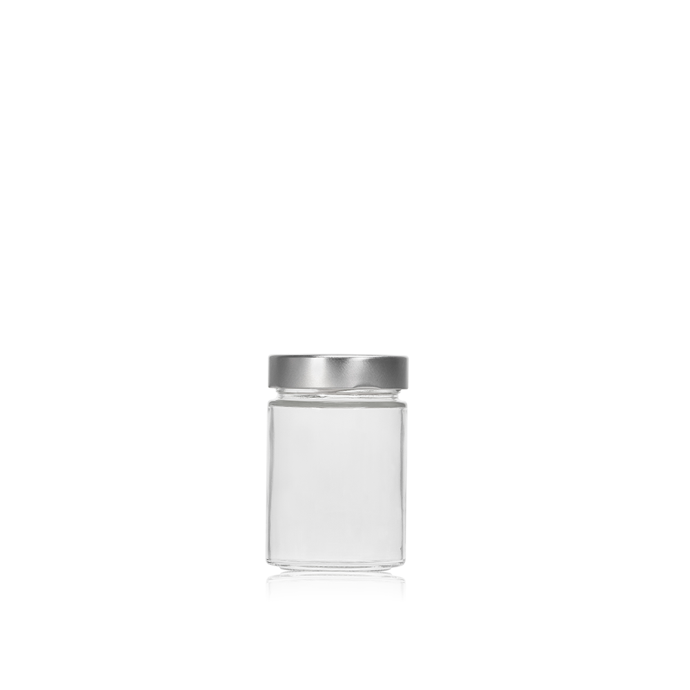 Vaso Ergo Glass Jar 314ml with Silver Lid